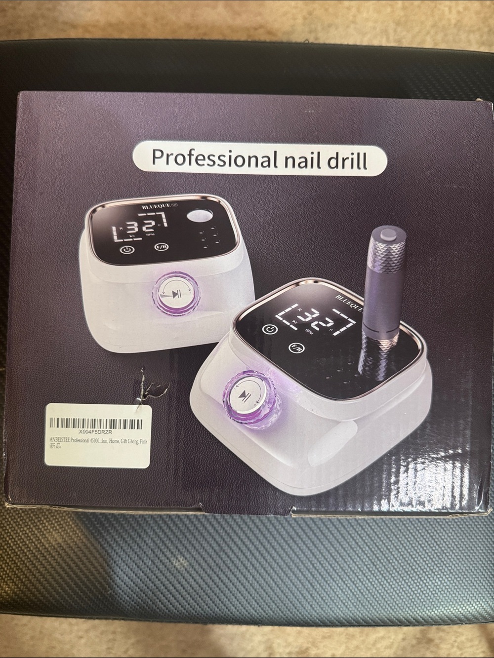 Professional Nail Drill Machine - White with Purple Accent